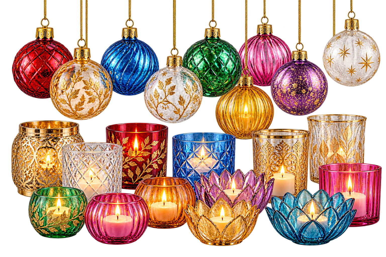 Candle holders, tealights & votives.